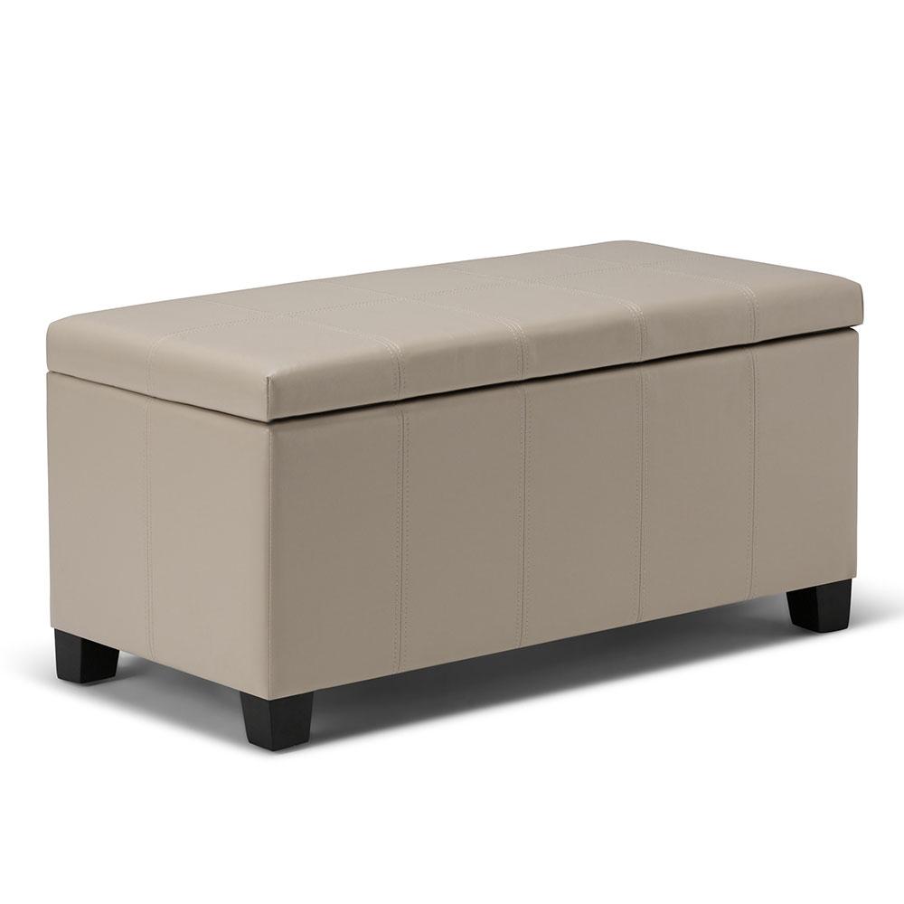 Satin Cream Vegan Leather | Dover Vegan Leather Storage Ottoman