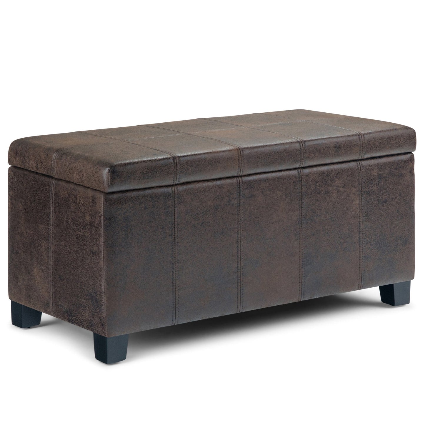 Distressed Brown Distressed Vegan Leather | Dover Vegan Leather Storage Ottoman