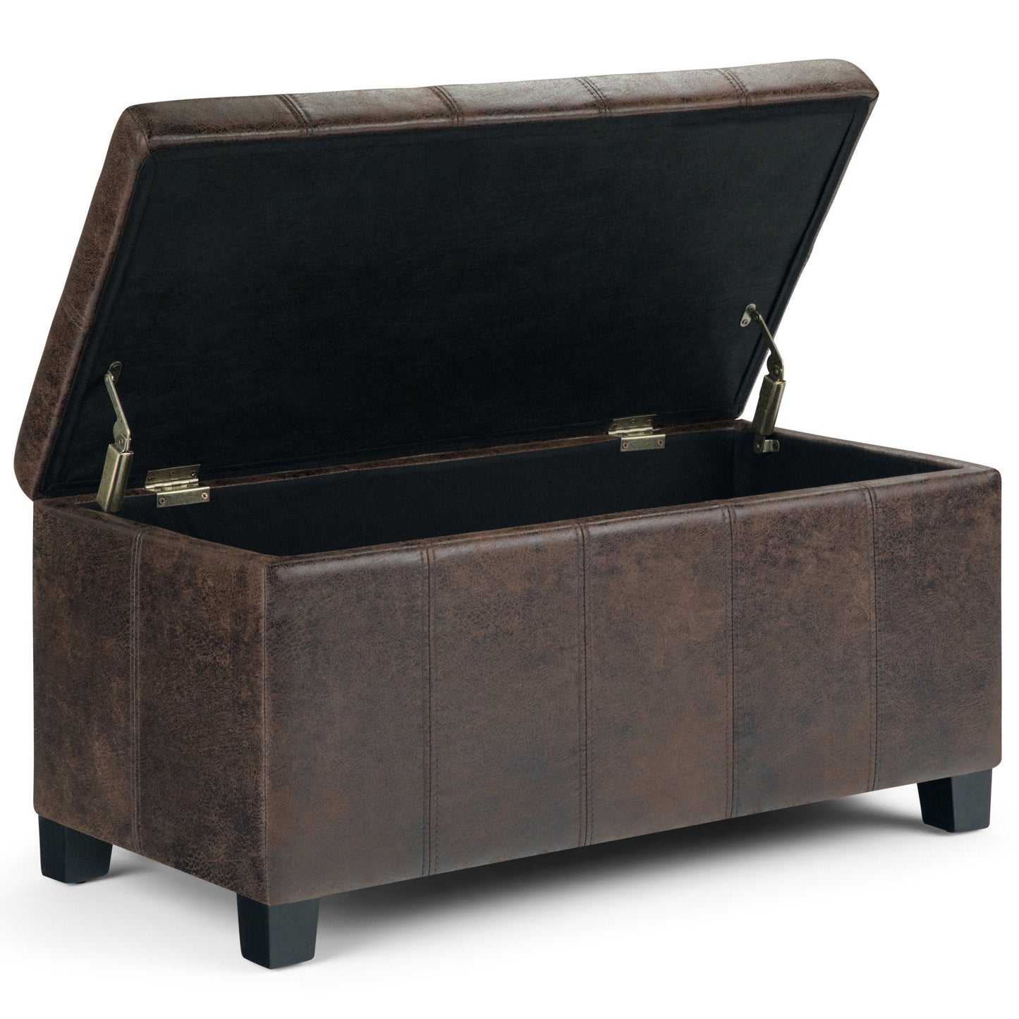 Distressed Brown Distressed Vegan Leather | Dover Vegan Leather Storage Ottoman