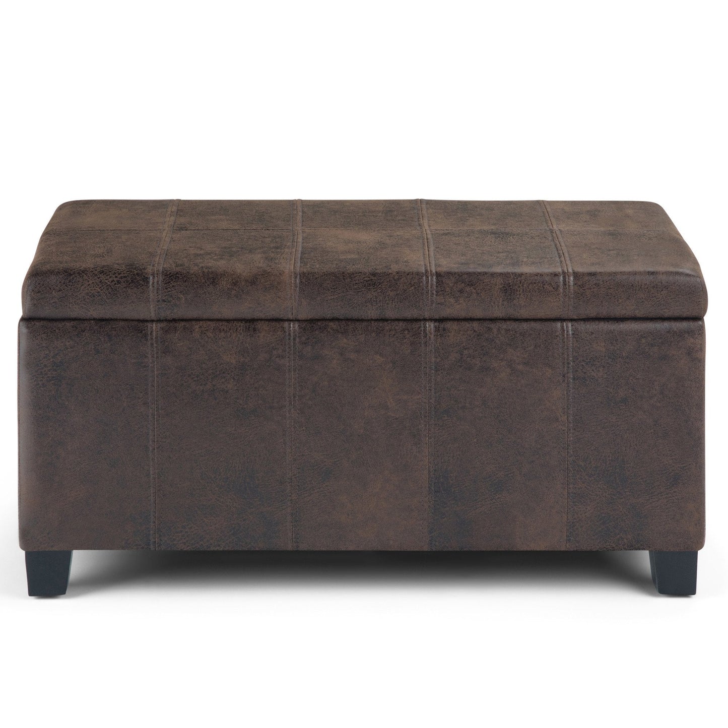 Distressed Brown Distressed Vegan Leather | Dover Vegan Leather Storage Ottoman