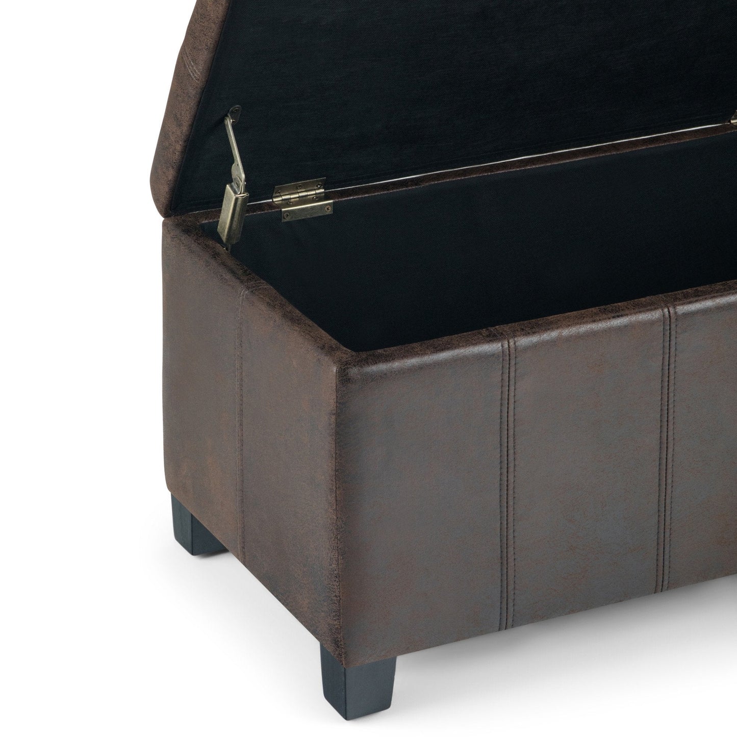 Distressed Brown Distressed Vegan Leather | Dover Vegan Leather Storage Ottoman