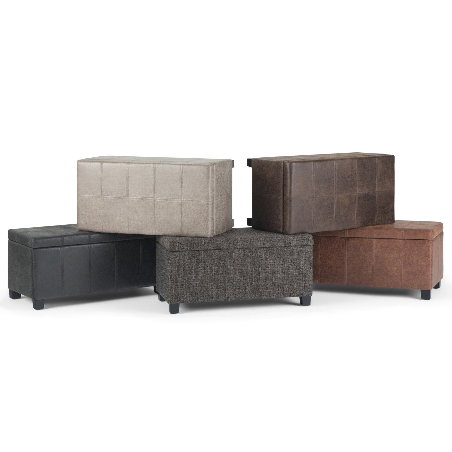 Distressed Brown Distressed Vegan Leather | Dover Vegan Leather Storage Ottoman