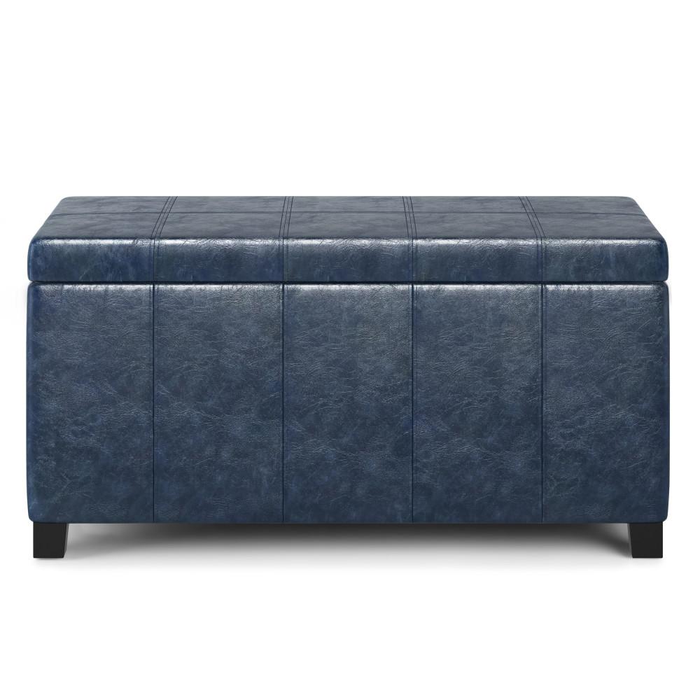 Denim Blue Vegan Leather | Dover Vegan Leather Storage Ottoman