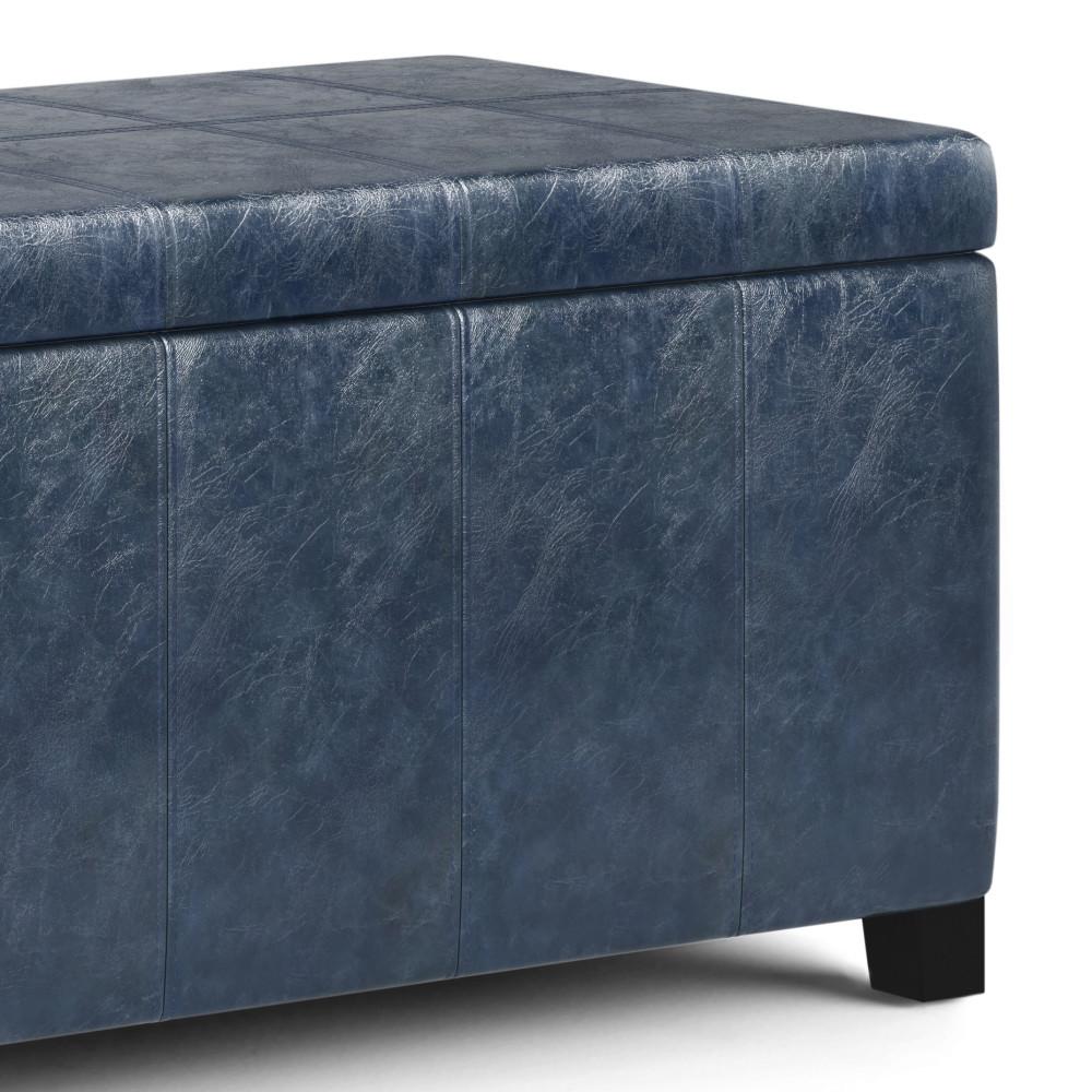 Denim Blue Vegan Leather | Dover Vegan Leather Storage Ottoman