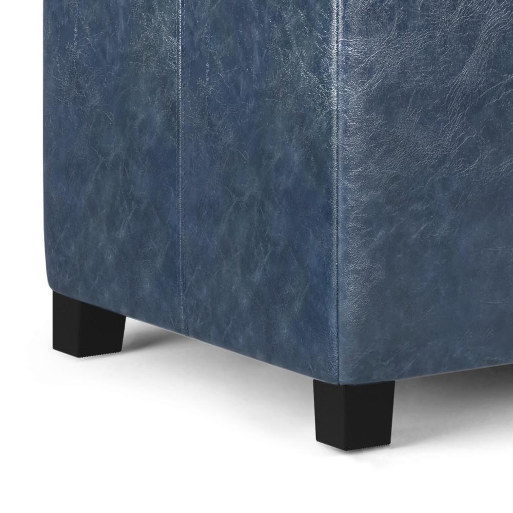 Denim Blue Vegan Leather | Dover Vegan Leather Storage Ottoman