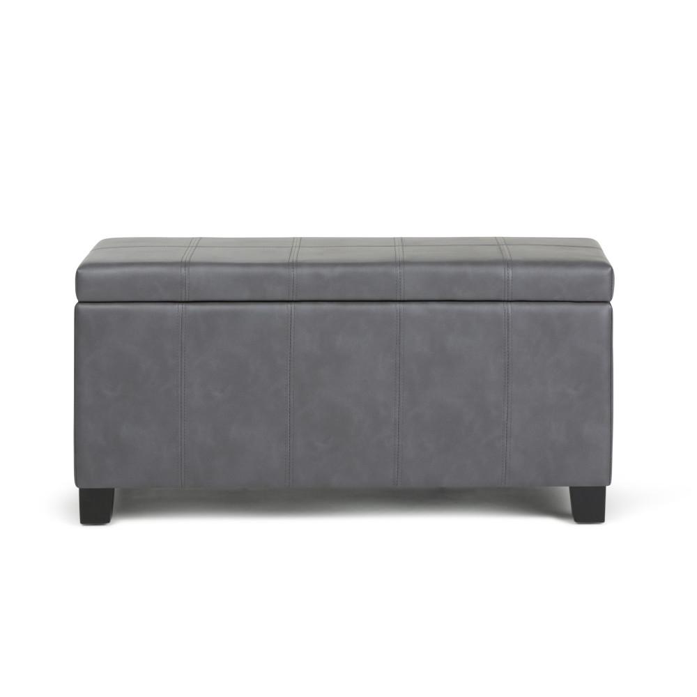 Stone Grey Vegan Leather | Dover Vegan Leather Storage Ottoman