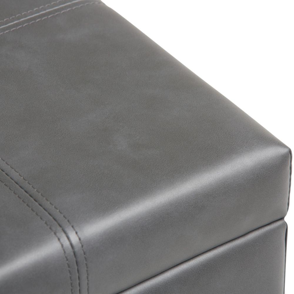 Stone Grey Vegan Leather | Dover Vegan Leather Storage Ottoman