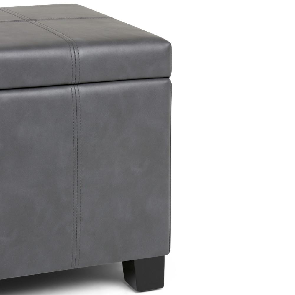 Stone Grey Vegan Leather | Dover Vegan Leather Storage Ottoman