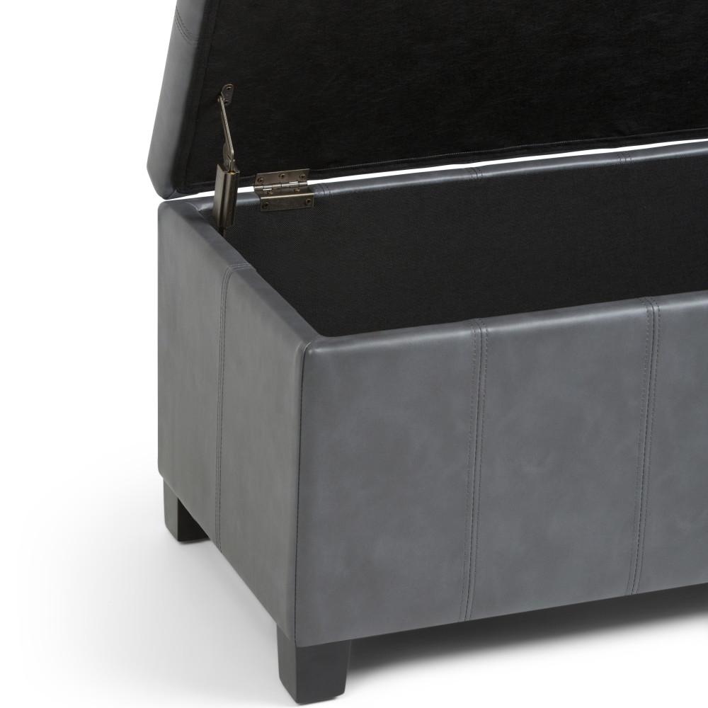 Stone Grey Vegan Leather | Dover Vegan Leather Storage Ottoman