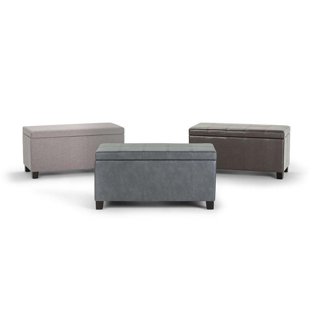 Stone Grey Vegan Leather | Dover Vegan Leather Storage Ottoman