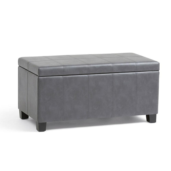 Stone Grey Vegan Leather | Dover Vegan Leather Storage Ottoman