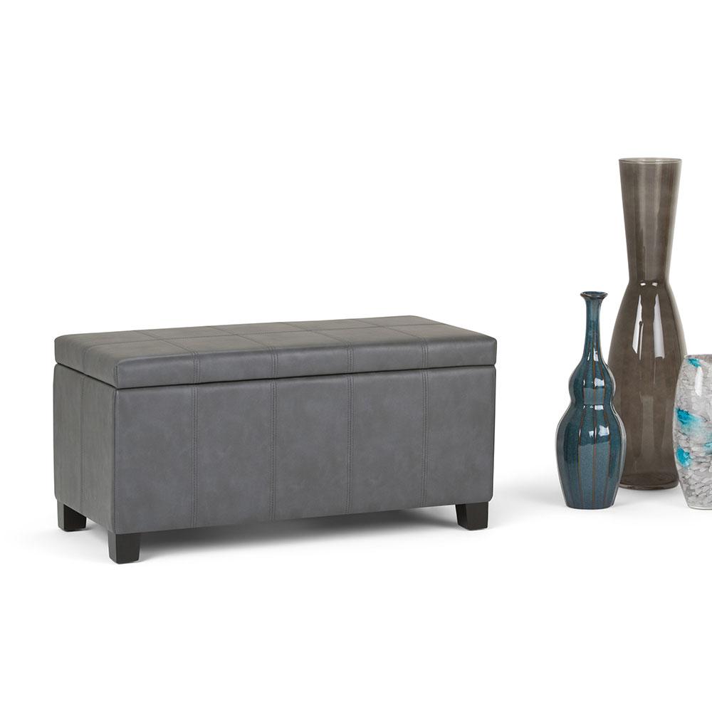 Stone Grey Vegan Leather | Dover Vegan Leather Storage Ottoman