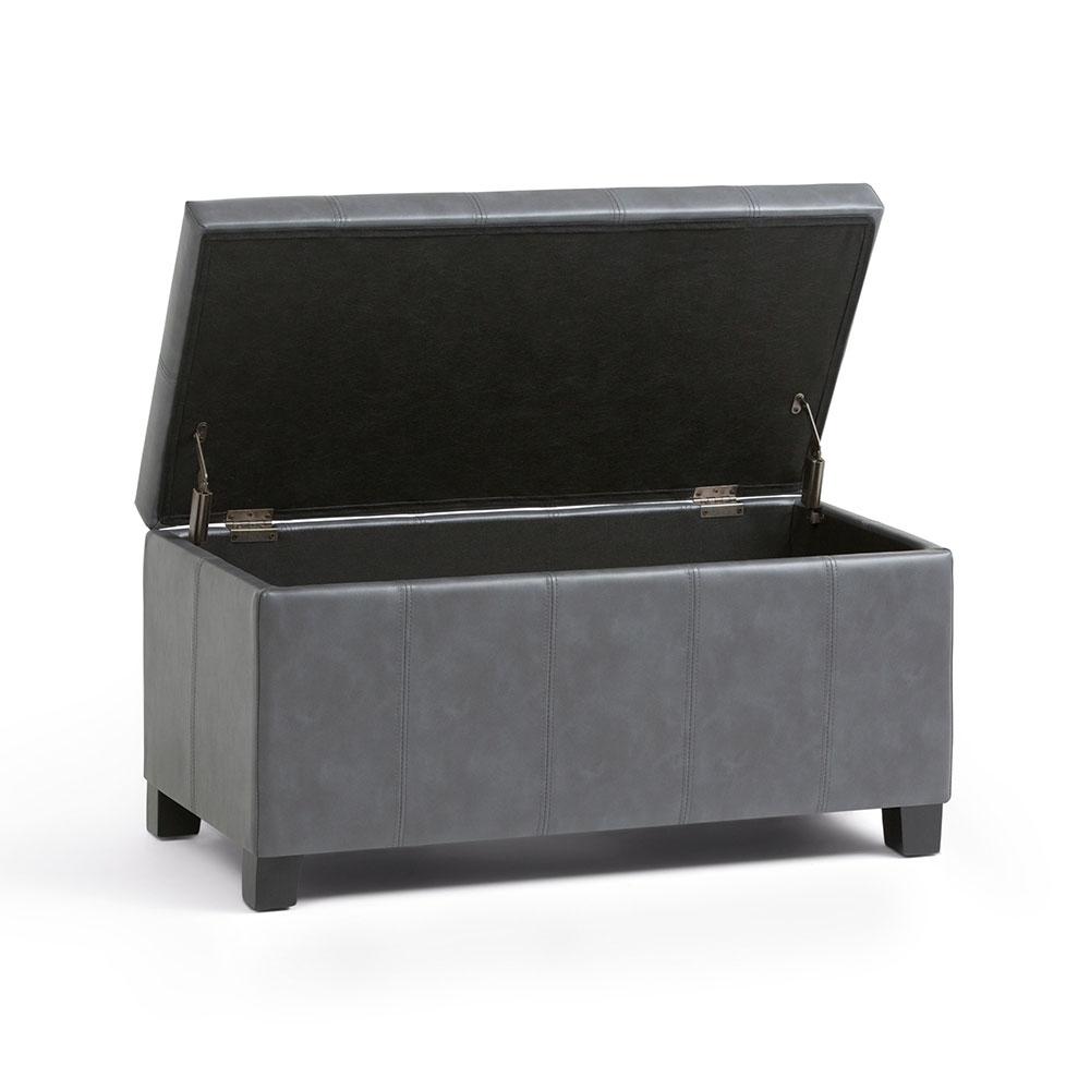 Stone Grey Vegan Leather | Dover Vegan Leather Storage Ottoman