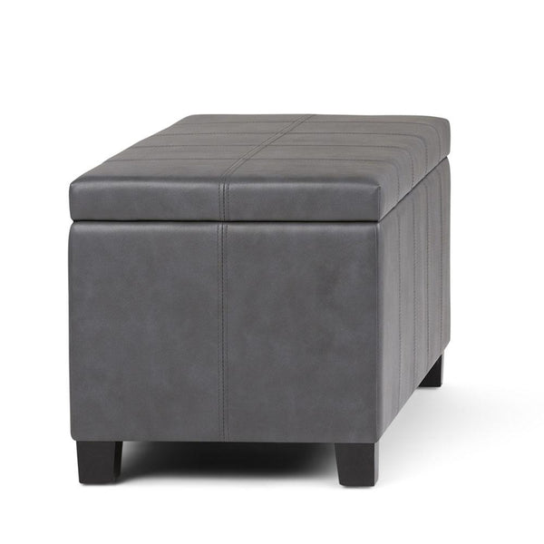 Stone Grey Vegan Leather | Dover Vegan Leather Storage Ottoman