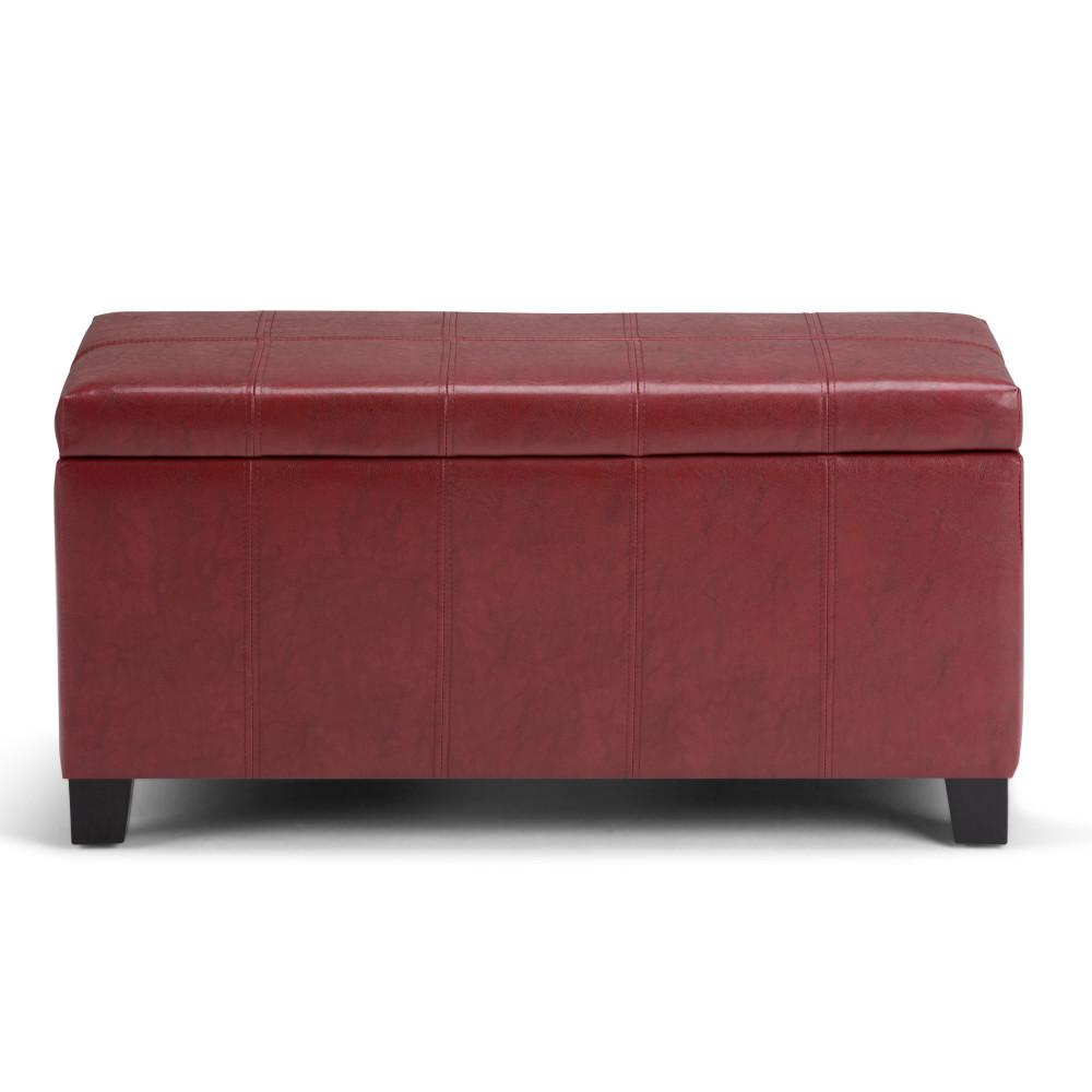 Radicchio Red Vegan Leather | Dover Vegan Leather Storage Ottoman