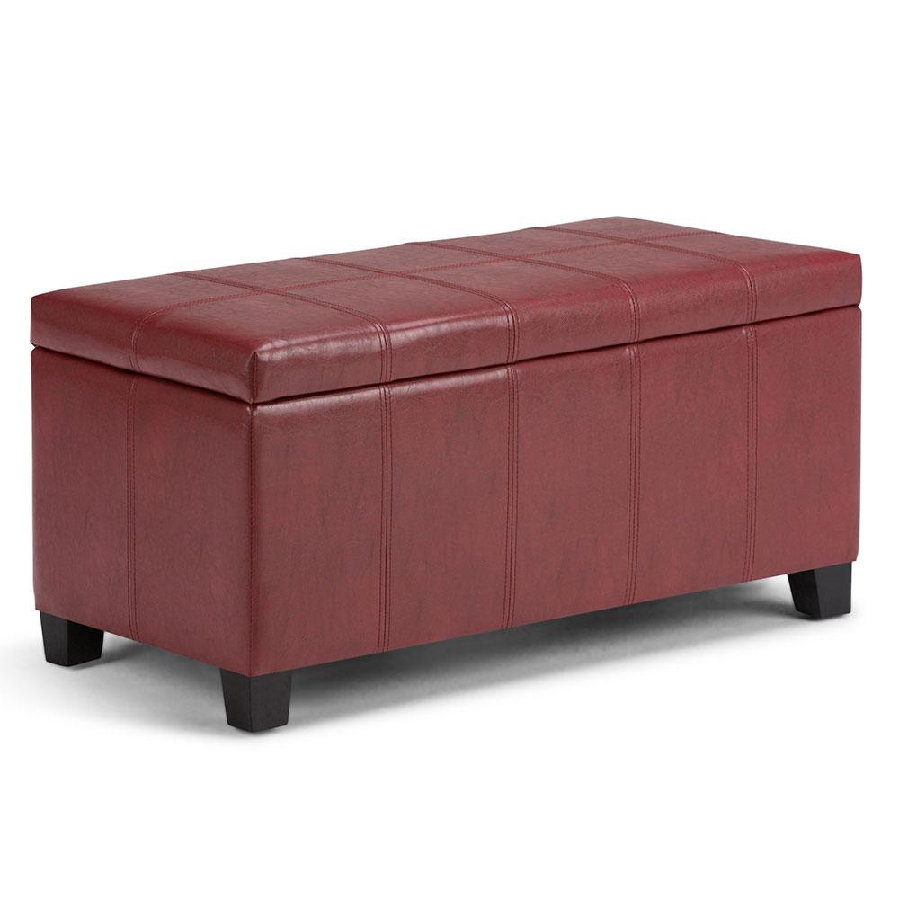 Radicchio Red Vegan Leather | Dover Vegan Leather Storage Ottoman