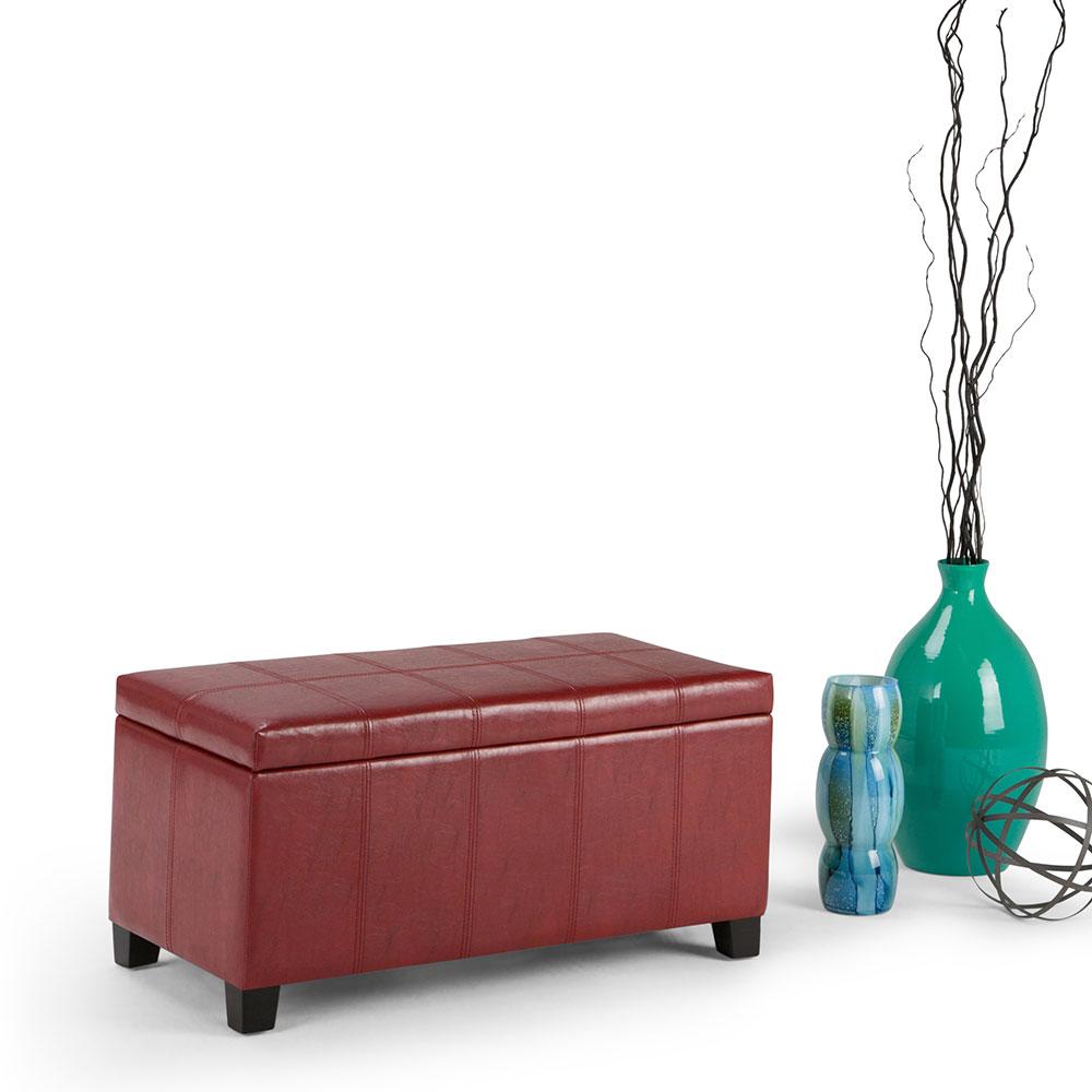 Radicchio Red Vegan Leather | Dover Vegan Leather Storage Ottoman