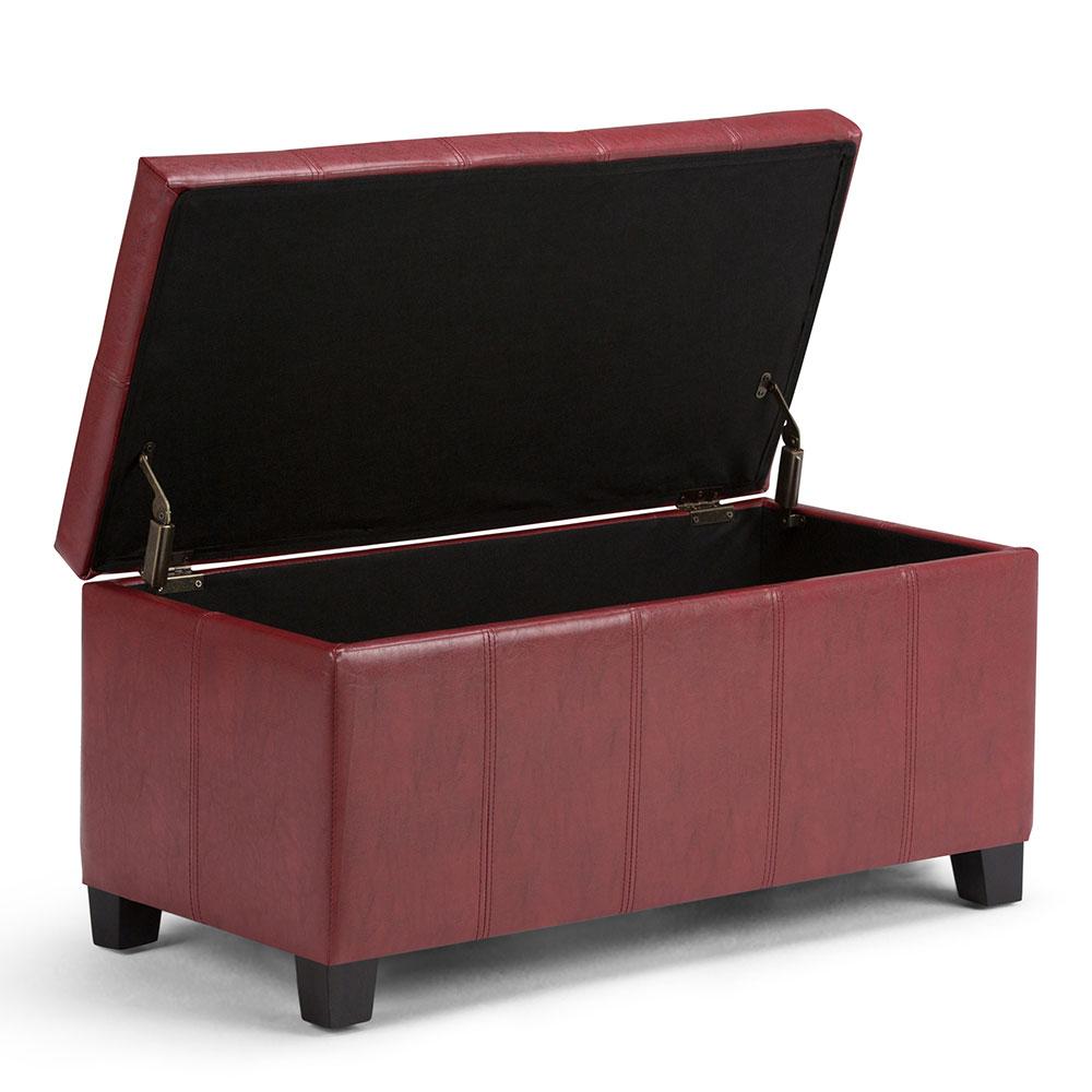 Radicchio Red Vegan Leather | Dover Vegan Leather Storage Ottoman