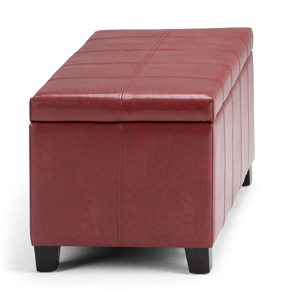 Radicchio Red Vegan Leather | Dover Vegan Leather Storage Ottoman