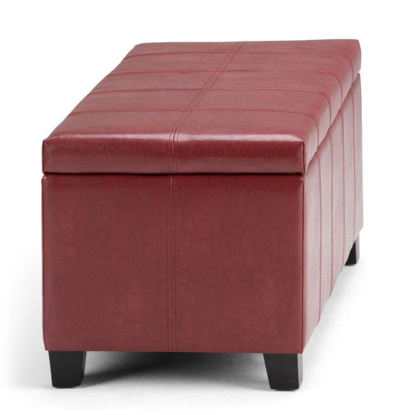 Radicchio Red Vegan Leather | Dover Vegan Leather Storage Ottoman