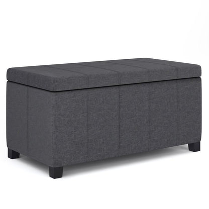 Slate Grey Linen Style Fabric | Dover Vegan Leather Storage Ottoman