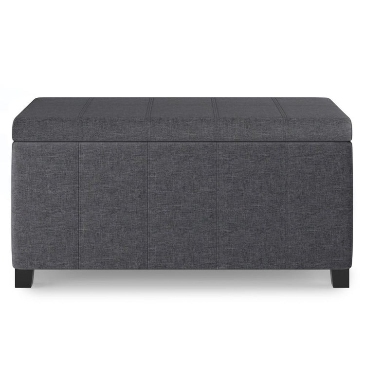 Slate Grey Linen Style Fabric | Dover Vegan Leather Storage Ottoman