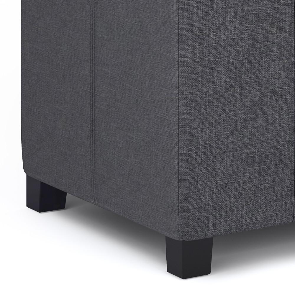 Slate Grey Linen Style Fabric | Dover Vegan Leather Storage Ottoman