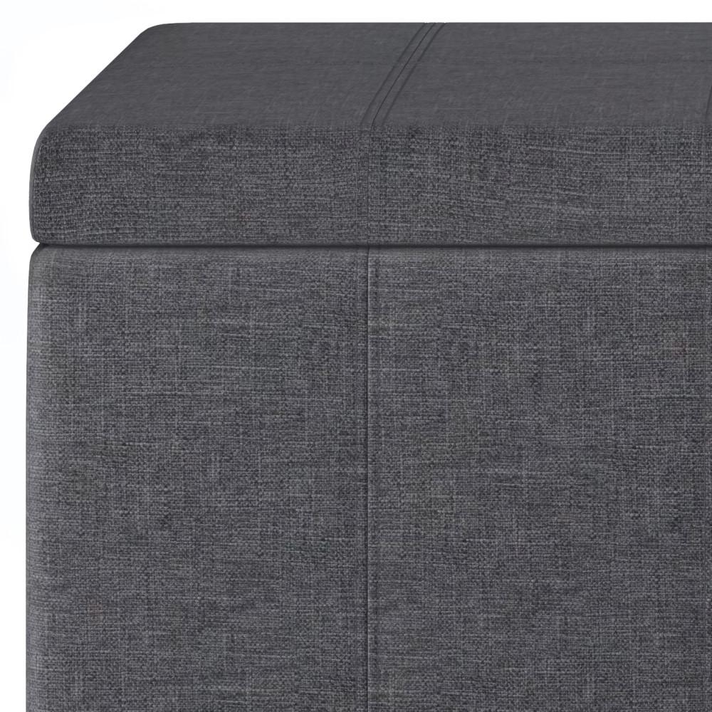 Slate Grey Linen Style Fabric | Dover Vegan Leather Storage Ottoman