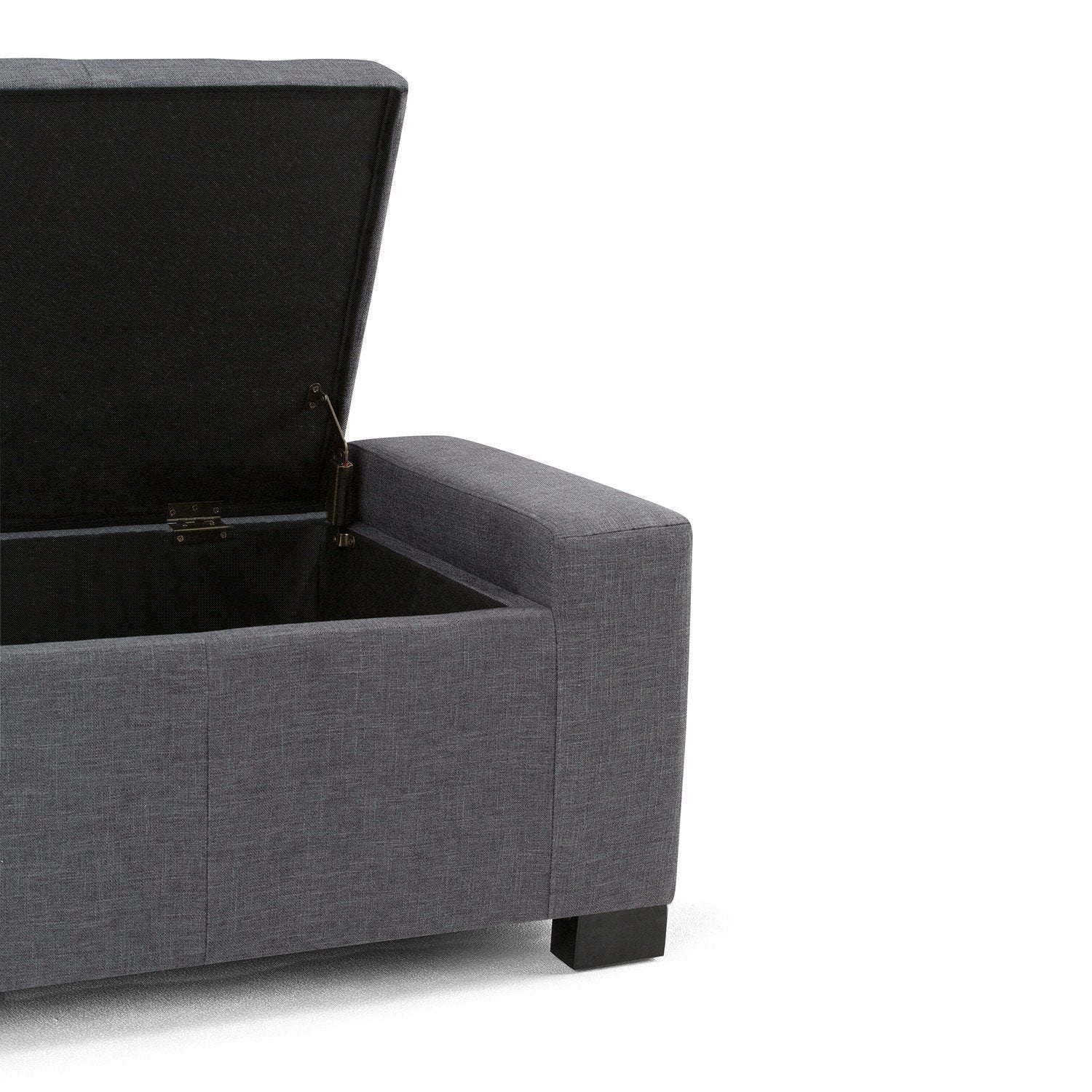 Slate Grey Linen Style Fabric | Laredo Vegan Leather Storage Ottoman