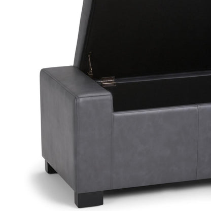 Stone Grey Vegan Leather | Laredo Vegan Leather Storage Ottoman