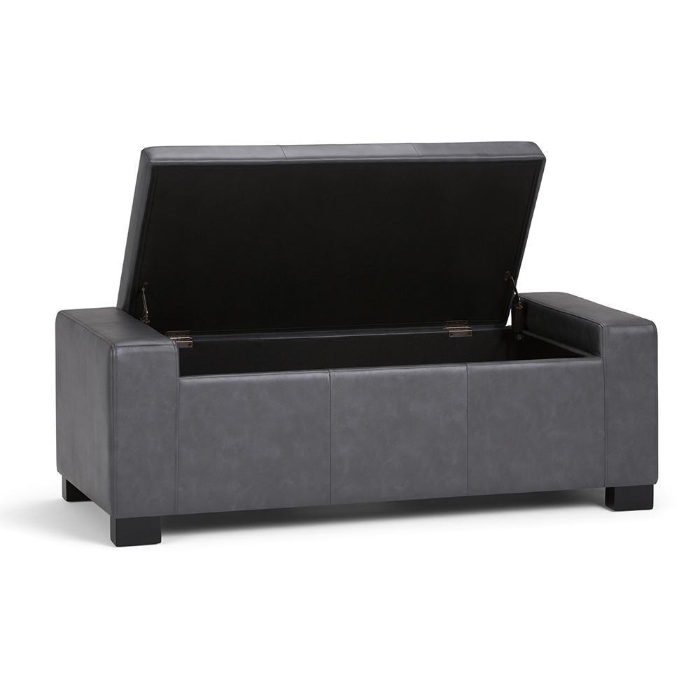 Stone Grey Vegan Leather | Laredo Vegan Leather Storage Ottoman