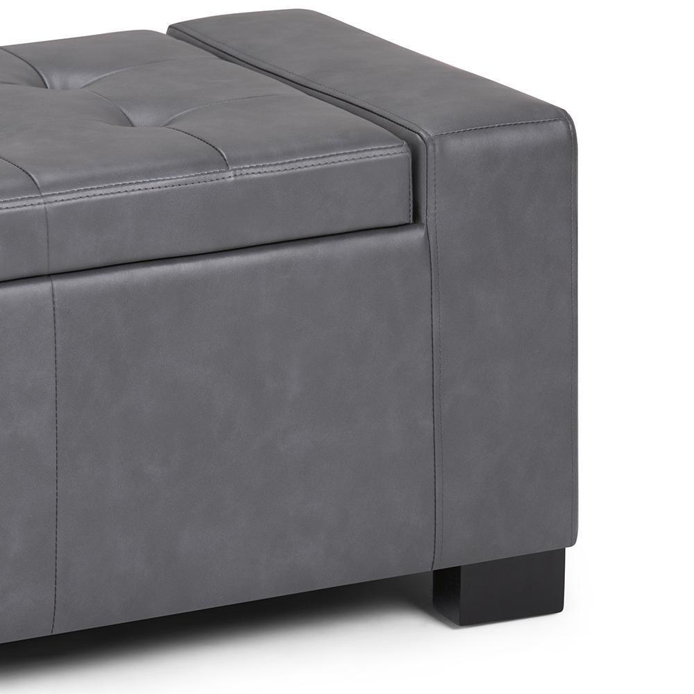 Stone Grey Vegan Leather | Laredo Vegan Leather Storage Ottoman