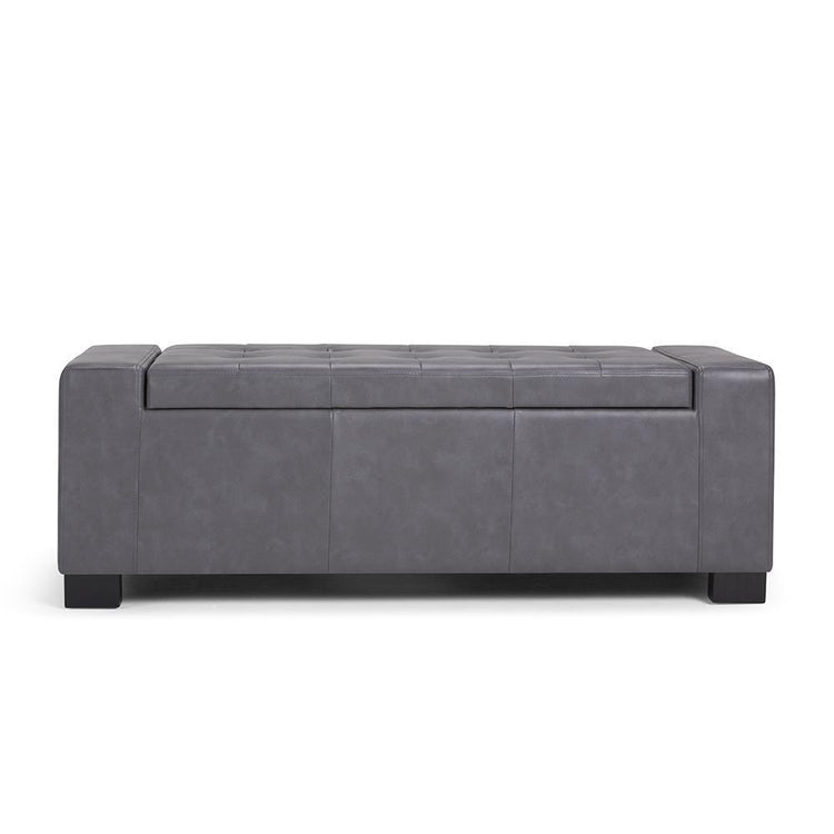 Stone Grey Vegan Leather | Laredo Vegan Leather Storage Ottoman