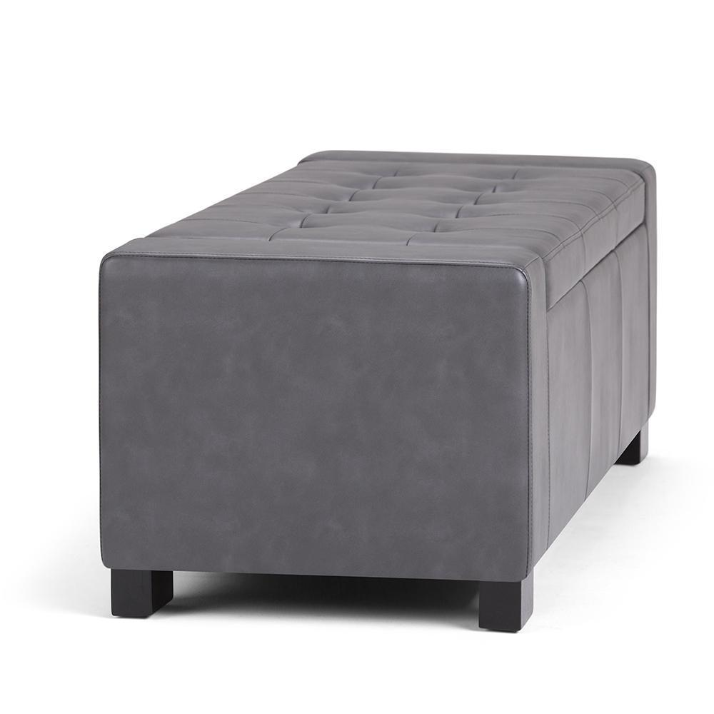 Stone Grey Vegan Leather | Laredo Vegan Leather Storage Ottoman