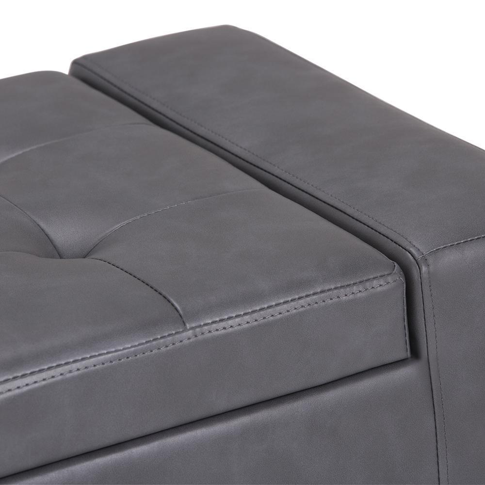 Stone Grey Vegan Leather | Laredo Vegan Leather Storage Ottoman