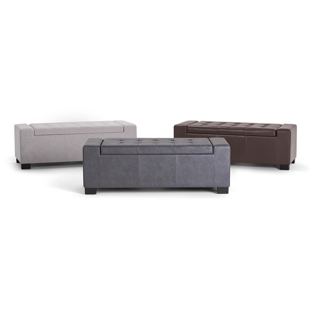 Stone Grey Vegan Leather | Laredo Vegan Leather Storage Ottoman