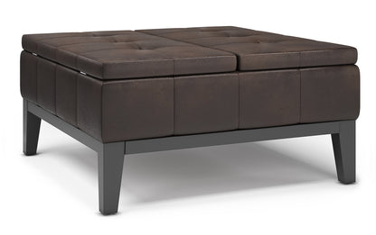 Distressed Brown Distressed Vegan Leather | Dover Table Ottoman in Distressed Vegan Leather