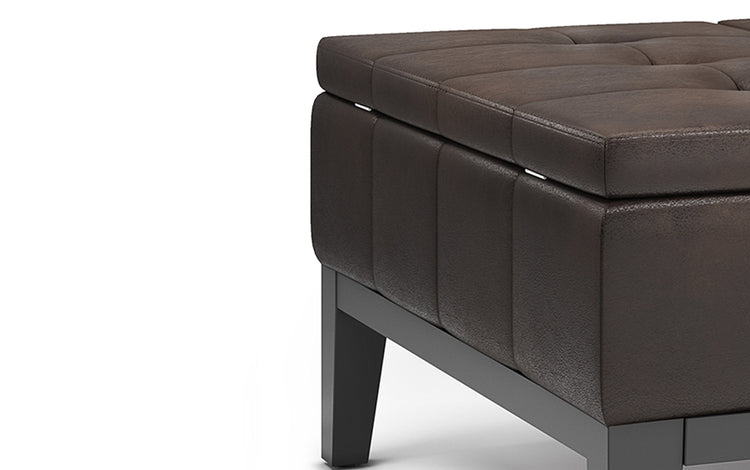 Distressed Brown Distressed Vegan Leather | Dover Table Ottoman in Distressed Vegan Leather