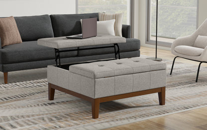 Cloud Grey Linen Style Fabric | Dover Lift Top Coffee Table Storage Ottoman