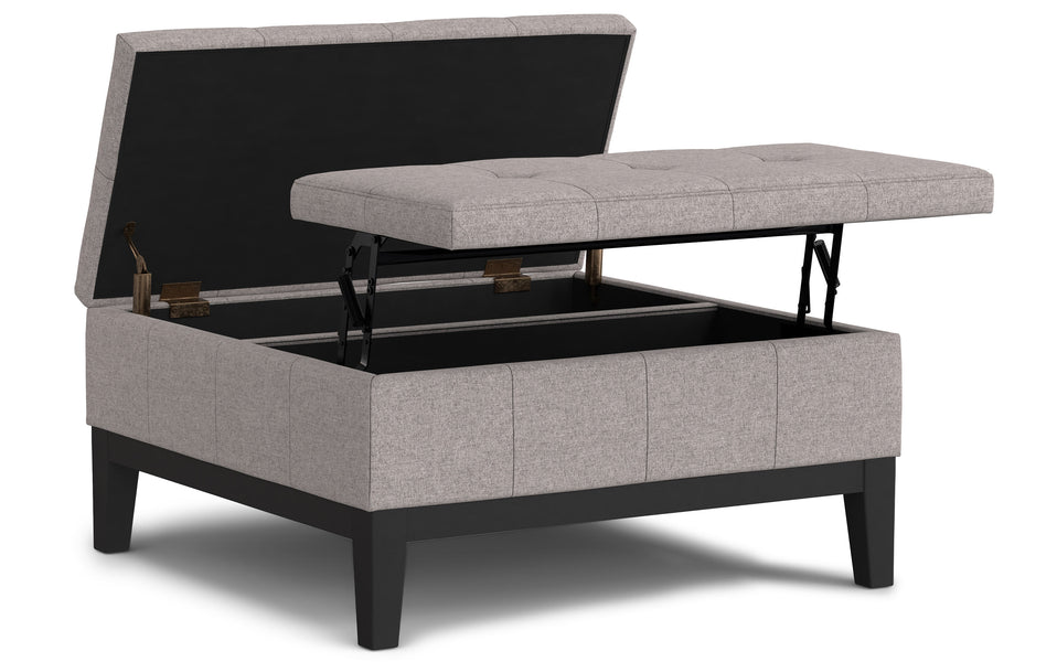 Cloud Grey Linen Style Fabric | Dover Lift Top Coffee Table Storage Ottoman