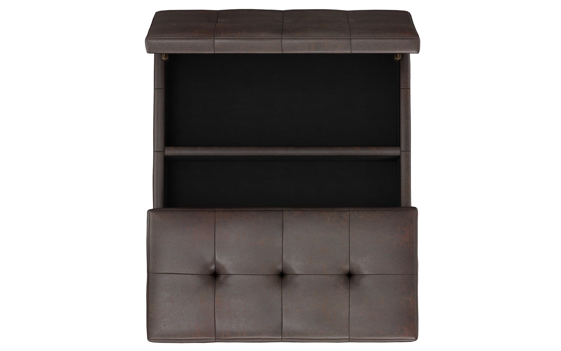 Distressed Brown Distressed Vegan Leather | Dover Lift Top Coffee Table Storage Ottoman