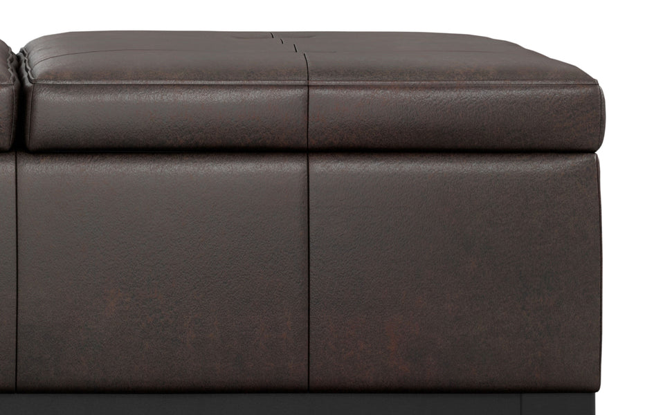 Distressed Brown Distressed Vegan Leather | Dover Lift Top Coffee Table Storage Ottoman