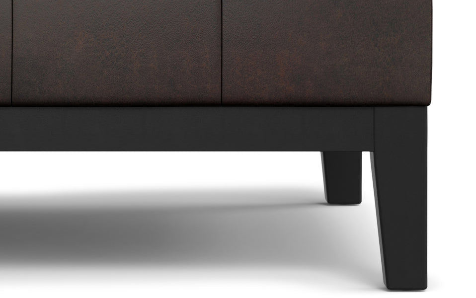 Distressed Brown Distressed Vegan Leather | Dover Lift Top Coffee Table Storage Ottoman