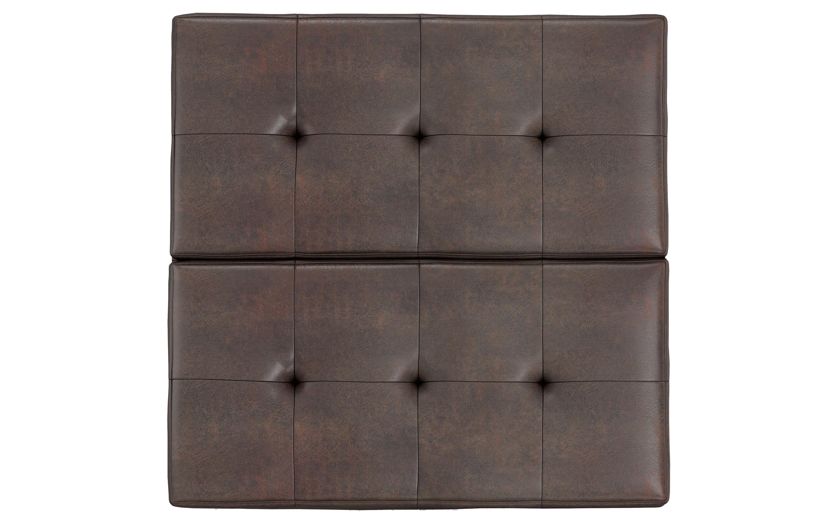 Distressed Brown Distressed Vegan Leather | Dover Lift Top Coffee Table Storage Ottoman