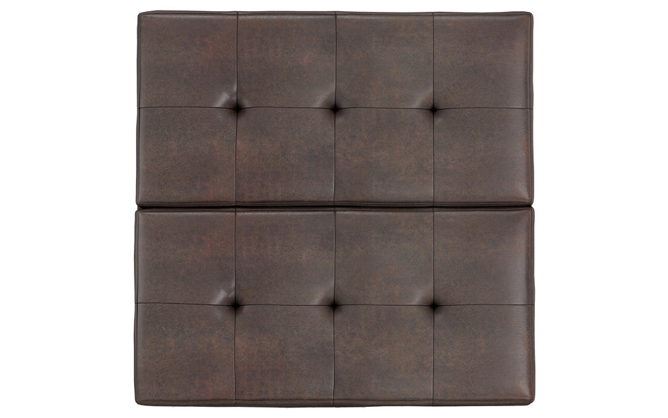 Distressed Brown Distressed Vegan Leather | Dover Lift Top Coffee Table Storage Ottoman