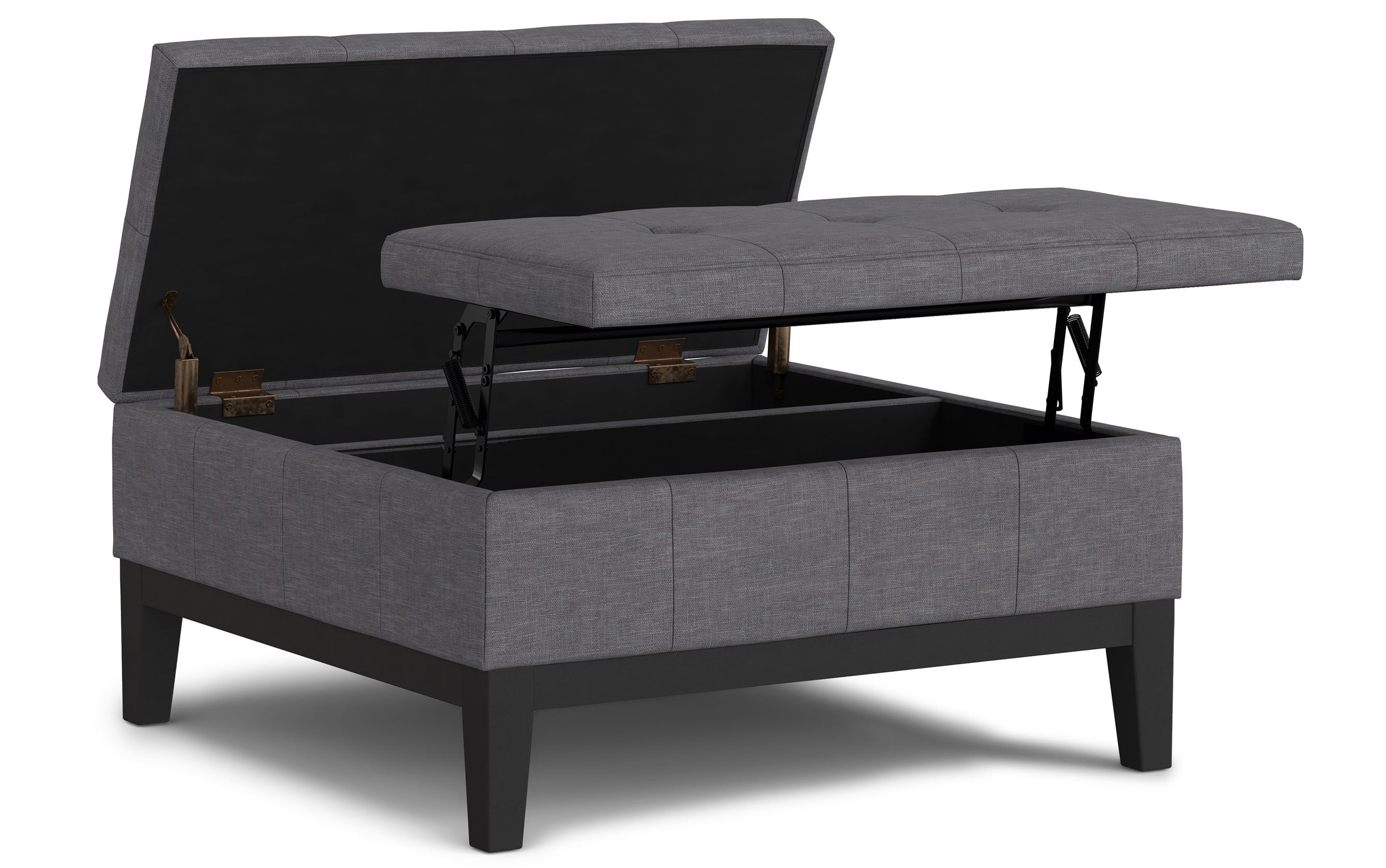 Slate Grey Linen Style Fabric | Dover Lift Top Coffee Table Storage Ottoman