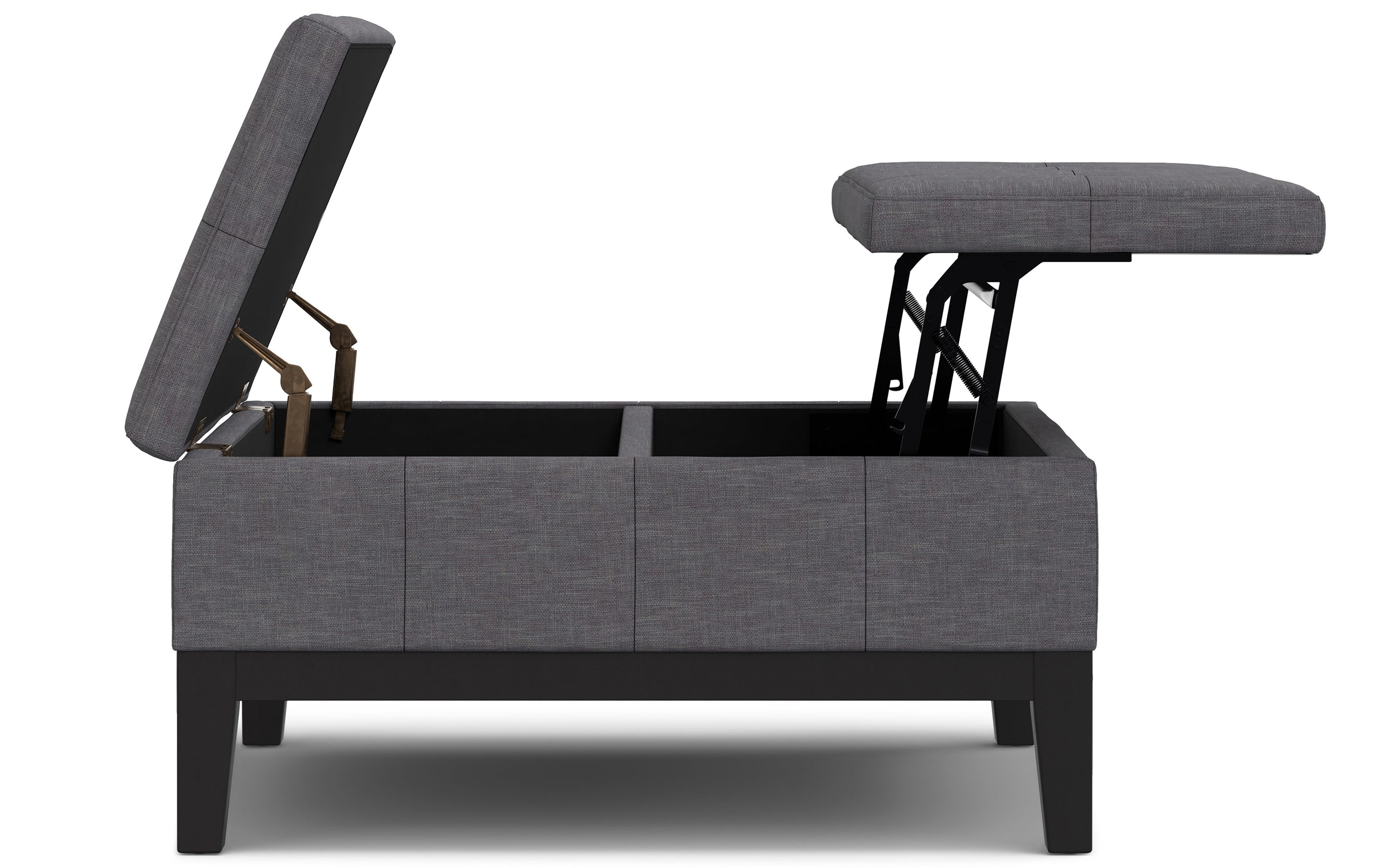 Slate Grey Linen Style Fabric | Dover Lift Top Coffee Table Storage Ottoman