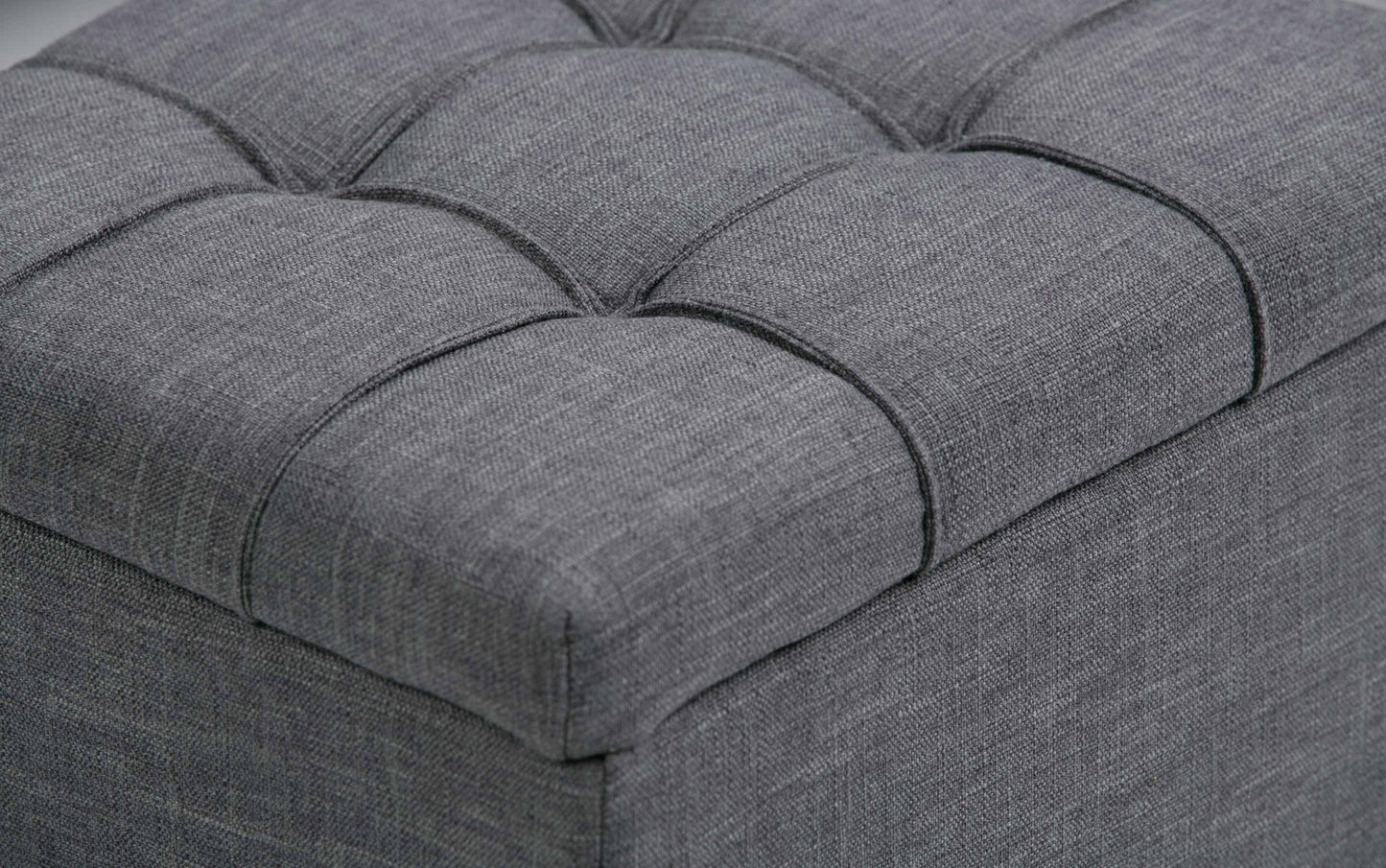 Slate Grey Linen Style Fabric | Dover 3 piece Vegan Leather Storage Ottoman