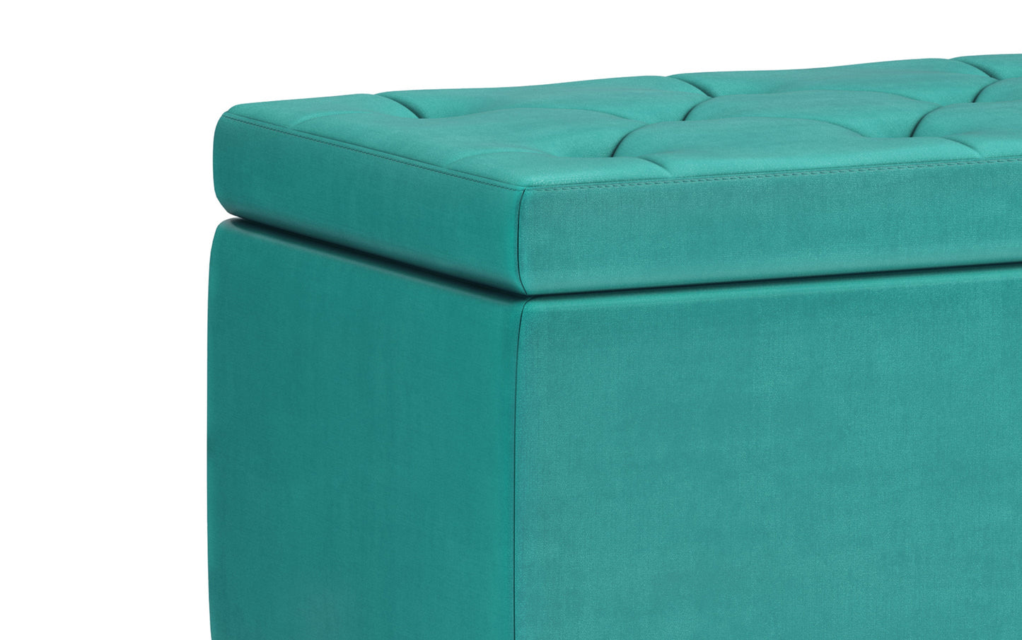 Aqua Blue Velvet Fabric | Hamilton Storage Ottoman in Velvet Fabric