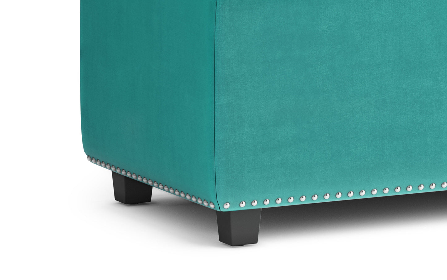 Aqua Blue Velvet Fabric | Hamilton Storage Ottoman in Velvet Fabric